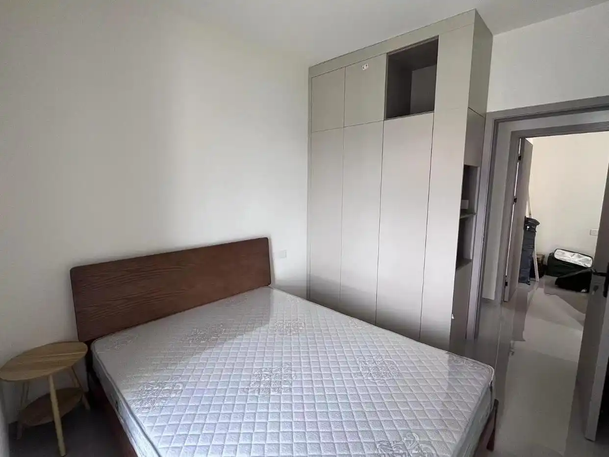 新房坚持不做吊顶,全屋家具进场效果还不错,先放着通风一段时间(图7) 全屋定制柜子免拉手设计_卫生间不吊顶图片_小户型装修石膏线条代替吊顶